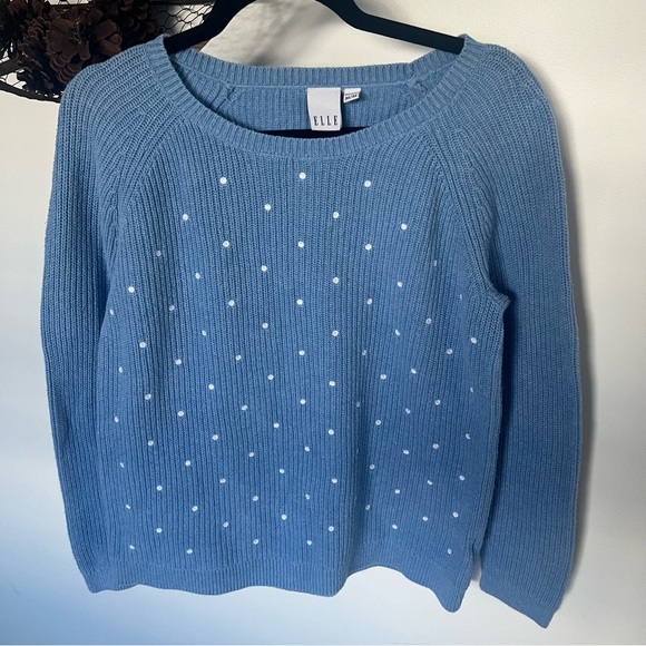 ELLE Blue Polka Dot Sweater (100% cotton) - Picture 1 of 3